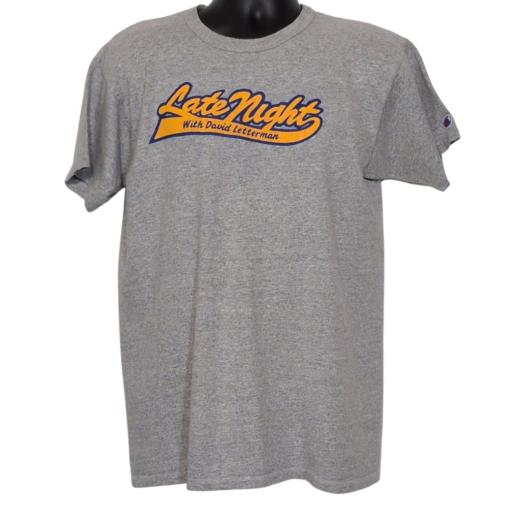 Vintage Champion Late Night With David Letterman T-Shirt Gray Large Made in USA